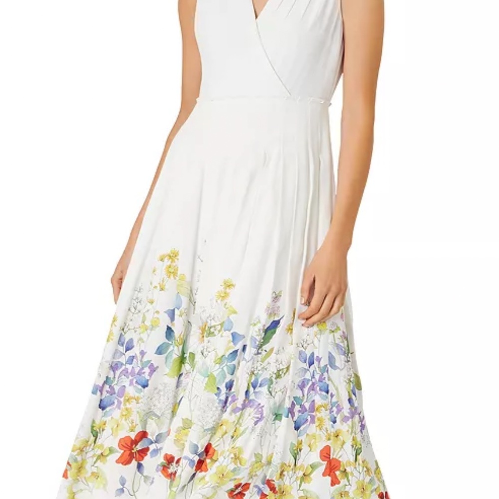 Floral-Print Fit & Flare Dress with red sweater NWOT